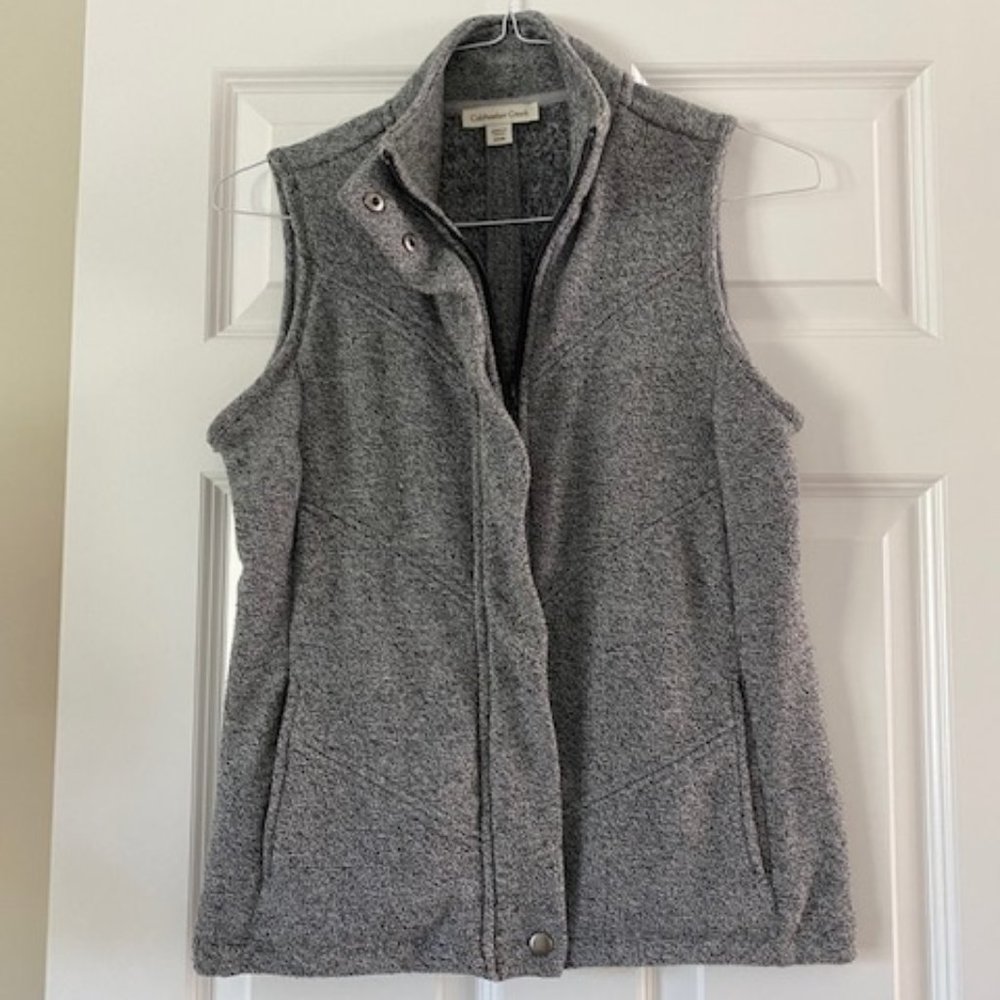 COLDWATER CREEK GRAY FLEECE VEST XS